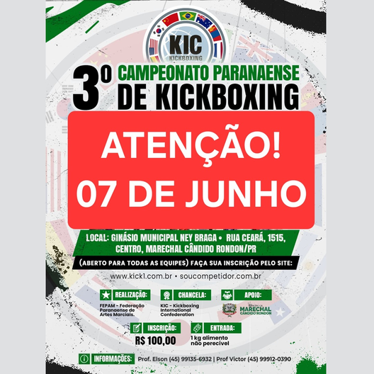 P2611-CAMPEONATO PARANAENSE DE KICKBOXING #3 2026 - EDICAO